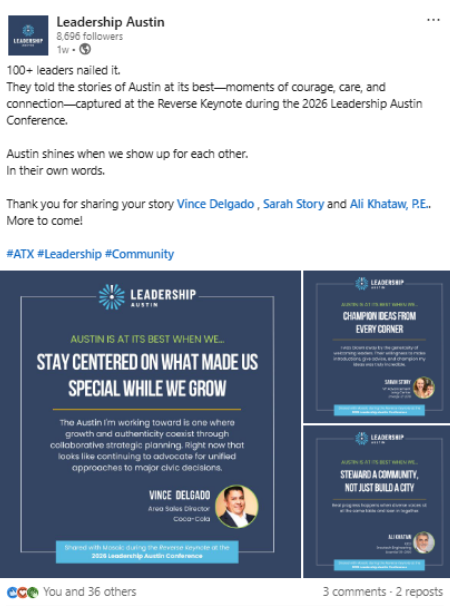 Leadership Austin quote card post